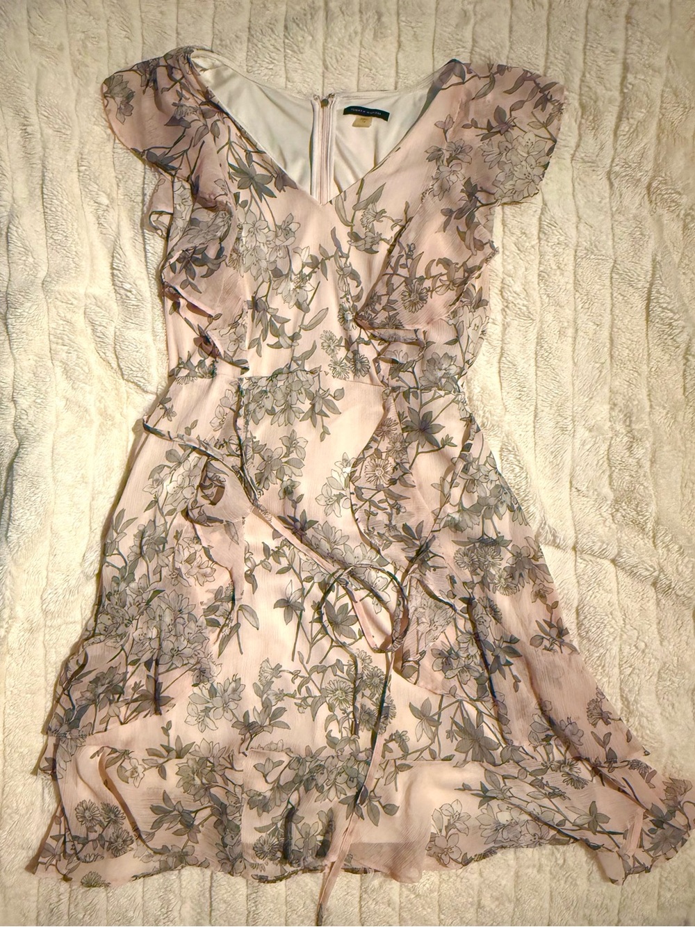 Tommy Hilfiger Pink Floral Ruffle Wrap Dress